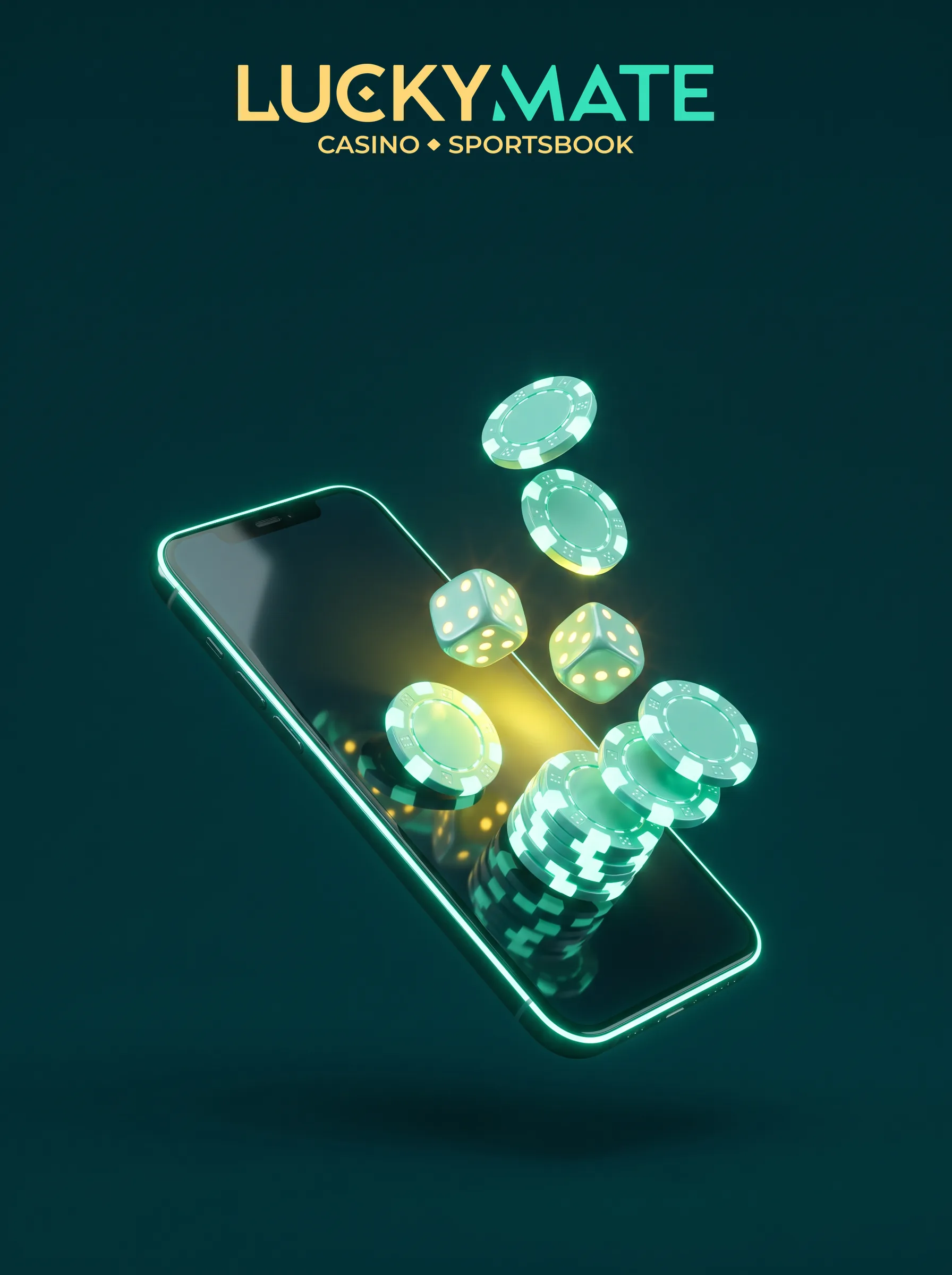 Phone and mint casino chips for LuckyMate browser play